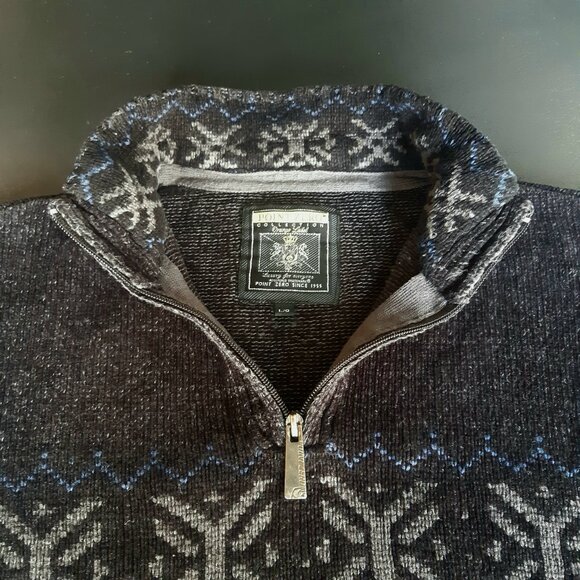 Point Zero SZ L Black Chenille Men's Quarter Zip Sweater - Picture 3 of 15